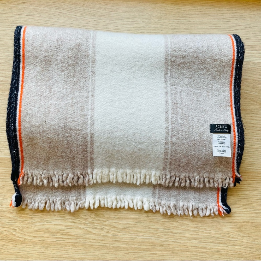 J.Crew Wool Scarf w/ black&orange boarders
